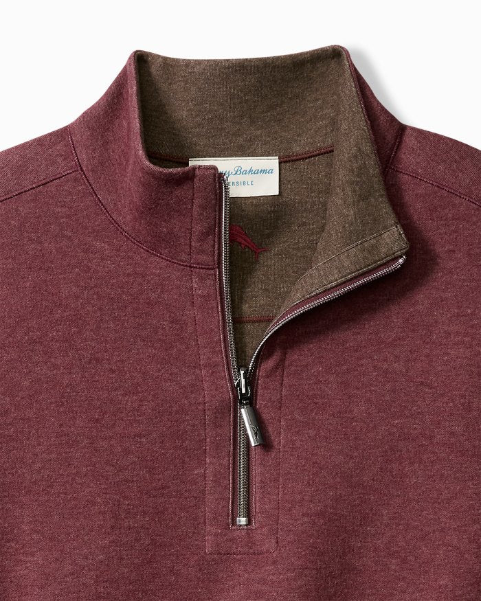 Tommy Bahama Flipview 1/4 Zip Pinot Noir Heather