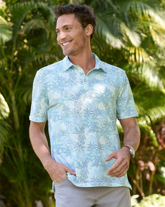 Tommy Bahama Costa Wave Palm Azul IslandZone® Polo in Blue Vault