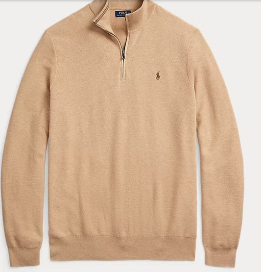 Polo Ralph Lauren Mesh-Knit Cotton Quarter-Zip Sweater