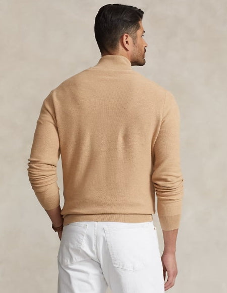 Polo Ralph Lauren Mesh-Knit Cotton Quarter-Zip Sweater