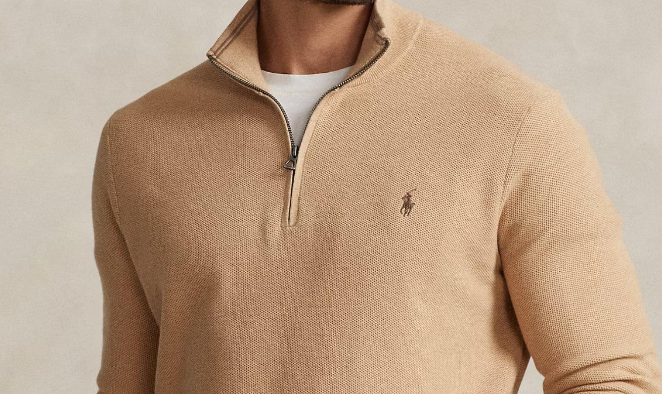 Polo Ralph Lauren Mesh-Knit Cotton Quarter-Zip Sweater