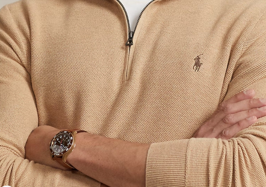 Polo Ralph Lauren Mesh-Knit Cotton Quarter-Zip Sweater