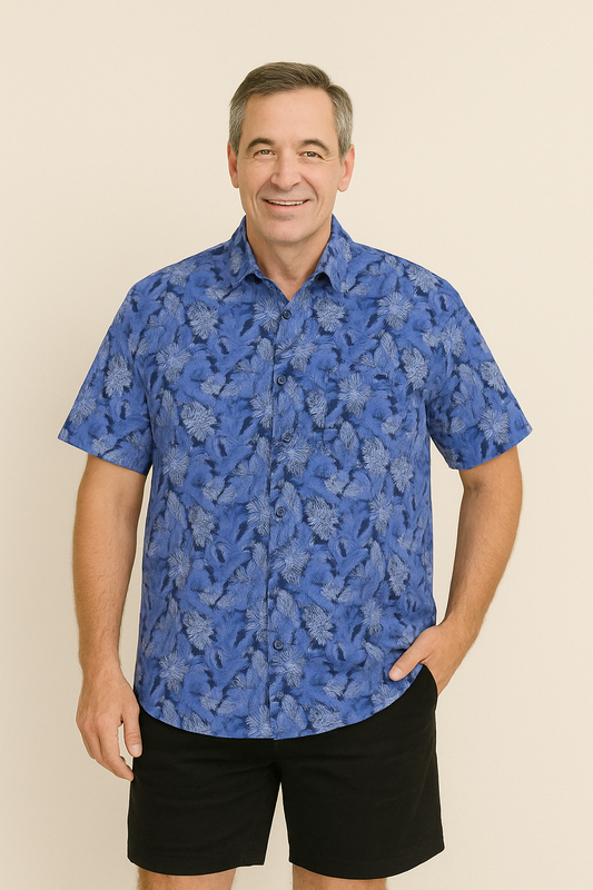 FX Fusion Short Sleeve Cotton Sport Shirt Tonal Navy