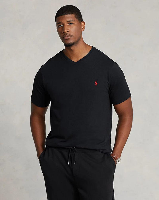 Polo Ralph Lauren Jersey V-Neck T-Shirt Black - Hajjar's Big & Tall Mens Clothing