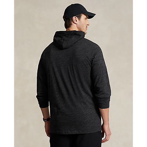 Polo Ralph Lauren Long Sleeve Jersey Knit Hooded T-Shirt Black Marl Heather