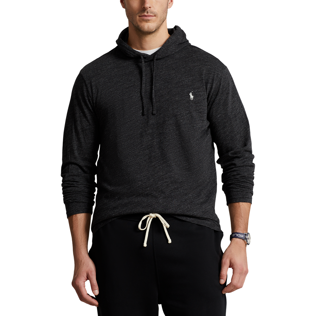 Polo Ralph Lauren Long Sleeve Jersey Knit Hooded T-Shirt Black Heather