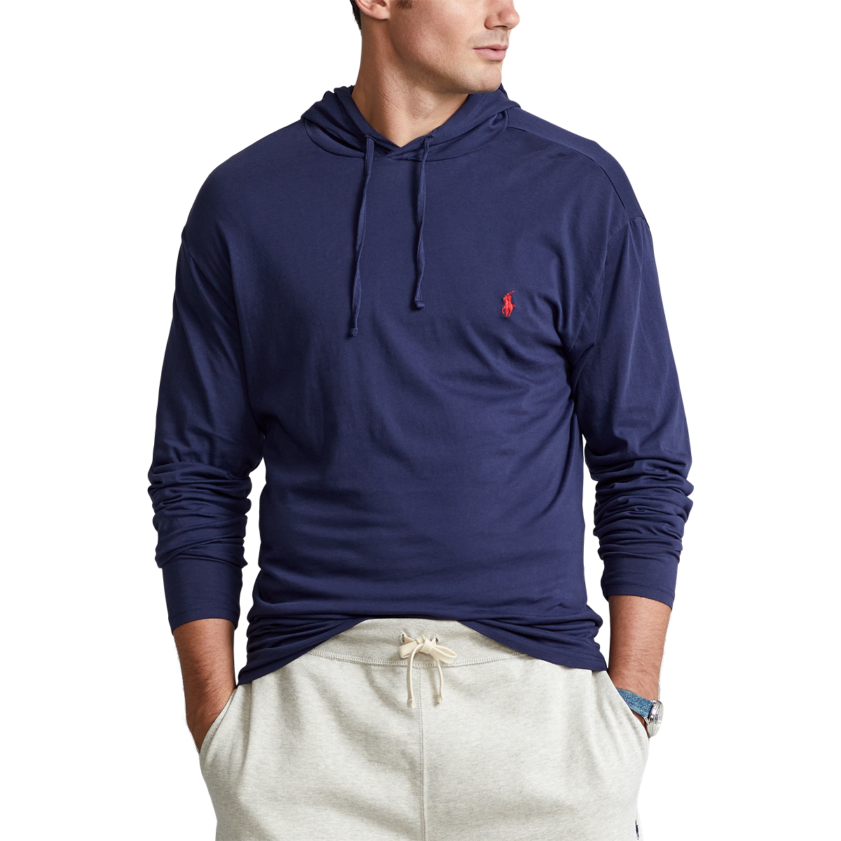 Polo Ralph Lauren Long Sleeve Jersey Knit Hooded T-Shirt Navy