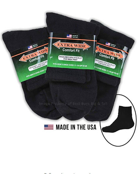 Extra Wide Athletic Crew Socks for Men (3 Pack) (8-11 (up to 6E wide),  Navy) : : Clothing, Shoes & Accessories