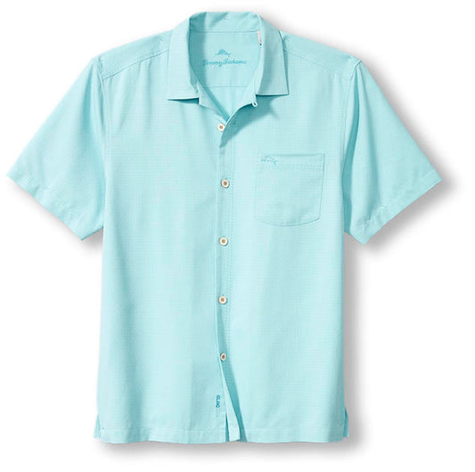 Tommy Bahama Coastal Breeze Check IslandZone Camp Shirt Hummingbird Blue