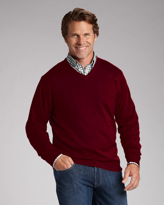 FX Fusion V-Neck Sweater Port - Hajjar's Big & Tall Mens Clothing