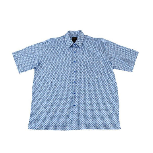 FX Fusion Short Sleeve Cotton Poplin Sport Shirt Blue