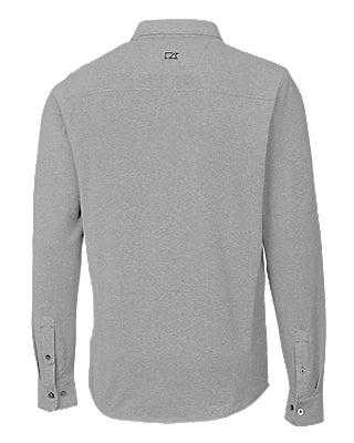 Cutter & Buck Advantage Tri-Blend Pique Long Sleeve Knitted Button Down Polished Grey
