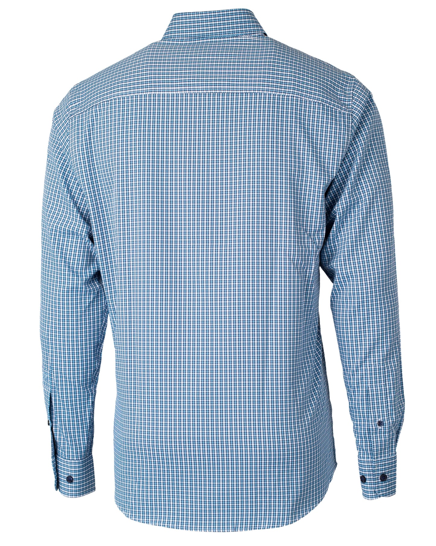 Cutter & Buck Versatech Multi Check Stretch Dress Shirt Atlas Blue