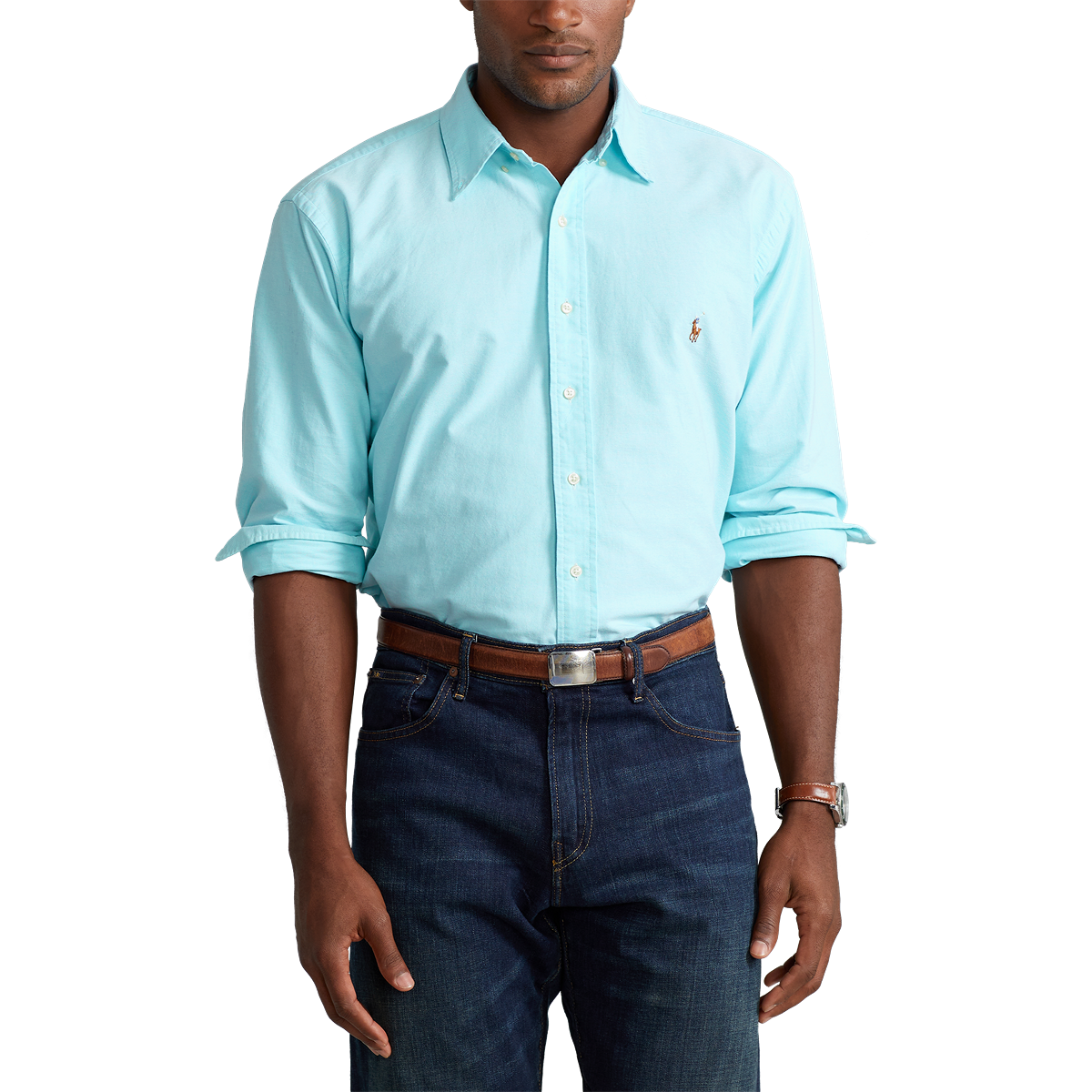 Polo Ralph Lauren Men's Big & Tall Classic Fit Long-Sleeve Oxford Shirt - Aegean Blue