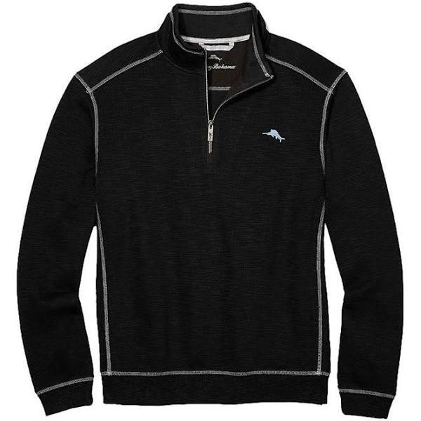 Tommy Bahama Tobago Bay Half Zip Black - Hajjar's Big & Tall Mens Clothing